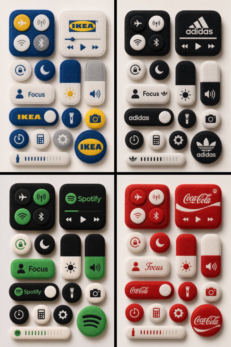 毛绒毛毡系统控制按钮 / Plush Felt System Controls，UI 与社交媒体截图，UI、截图、排版，案例输出图 1