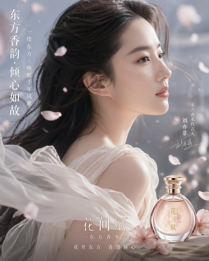 刘亦菲白纱香水大片 / Liu Yifei White Veil Perfume，海报与插画，海报、插画、海报与插画，案例输出图 1