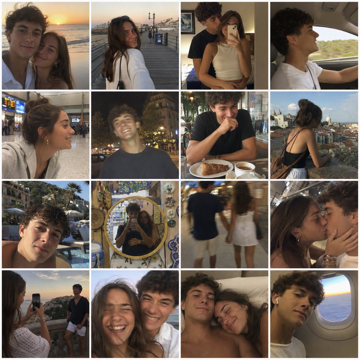 情侣度假复古手机自拍网格 / Vintage Vacation Selfies Grid，人像与摄影，人像、人像与摄影，案例输出图 1