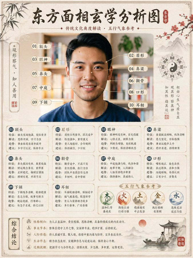东方玄学命理深度解析图 / Oriental Metaphysics Report，UI 与社交媒体截图，海报、UI、截图，案例输出图 1