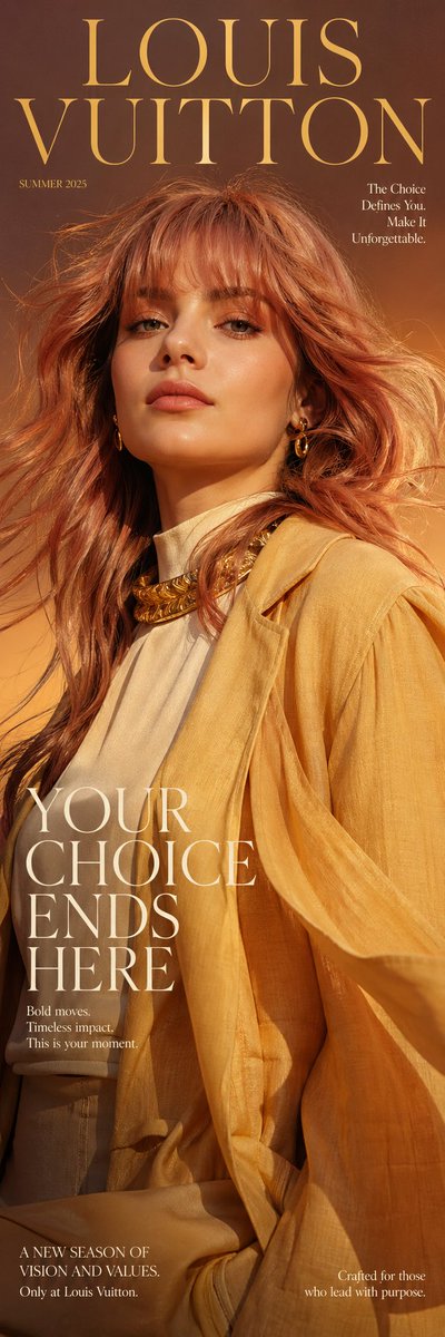 路易威登风格奢华夏日杂志封面 / Louis Vuitton Summer Cover，人像与摄影，人像、电影感、时尚，案例输出图 1