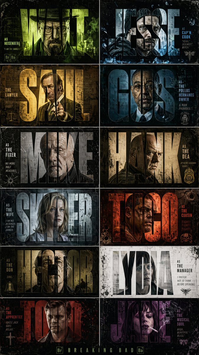 绝命毒师高对比电影级角色海报 / Breaking Bad Cinematic Poster，模型对比与社区，35mm、霓虹、人像，案例输出图 1