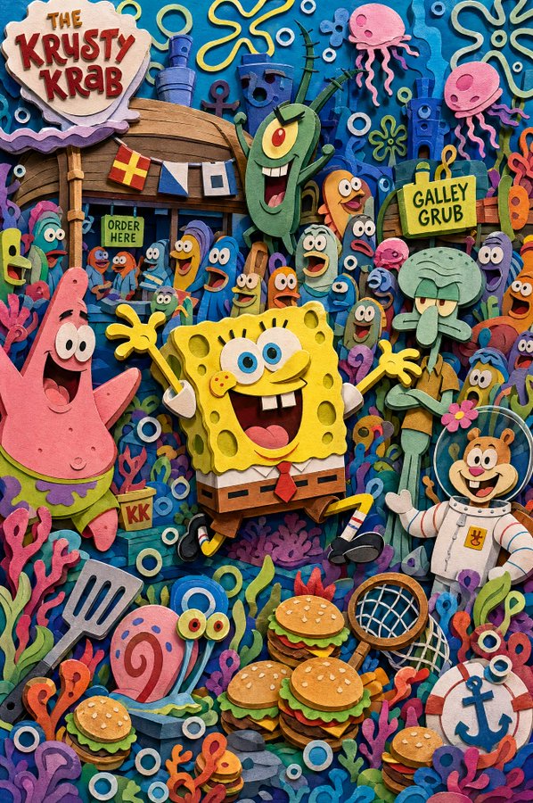 超饱和卡通剪纸立体模型 / Hyper Saturated Cartoon Diorama，角色设计，人像、角色、全景，案例输出图 1