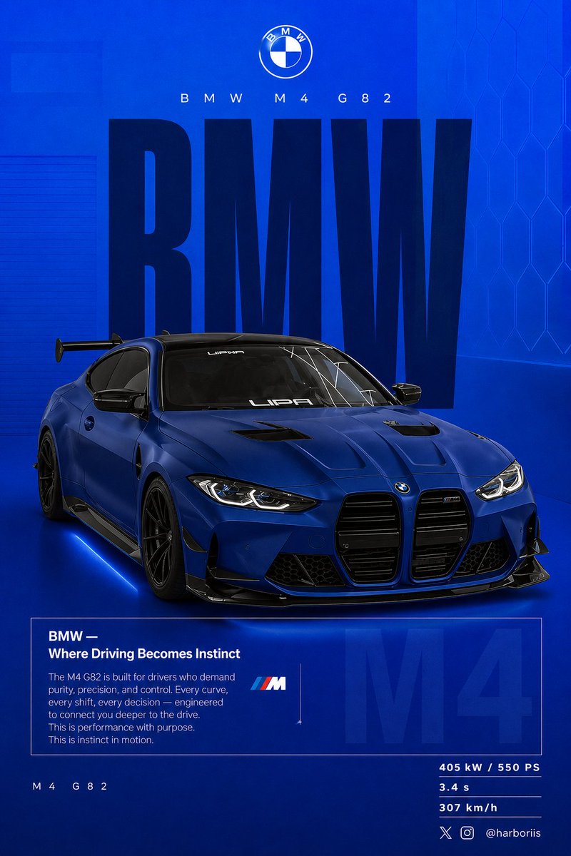 宝马M4深海蓝海报设计 / Bmw M4 Navy Poster，海报与插画，时尚、海报、插画，案例输出图 1