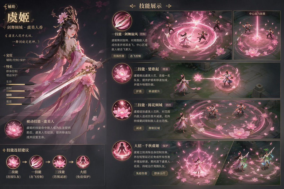 虞姬剑舞旋风特效设定 / Yuji Sword Dance Whirlwind，角色设计，角色、角色设计，案例输出图 1