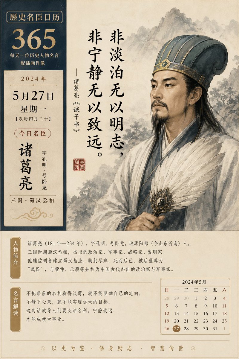 历史名臣日历插画集 / Historical Ministers Calendar，人像与摄影，人像、插画、人像与摄影，案例输出图 1