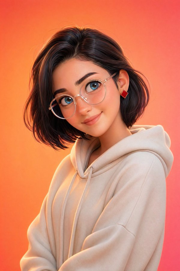 皮克斯风格3D甜美青年肖像 / Pixar Style 3d Portrait，角色设计，人像、电影感、角色，案例输出图 1
