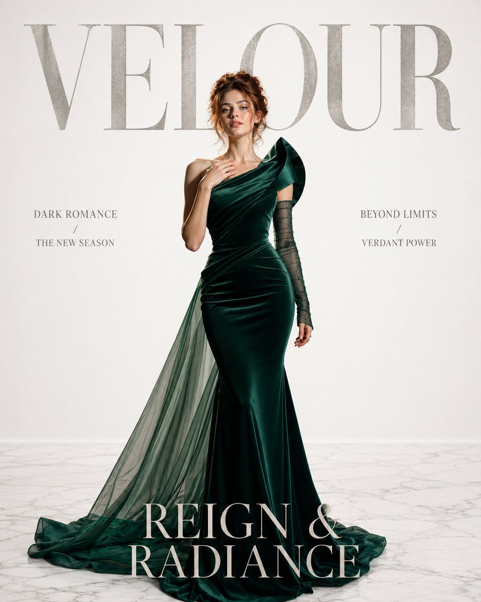 奢华祖母绿高定封面大片 / Luxury Emerald Haute Couture，人像与摄影，人像、电影感、时尚，案例输出图 1