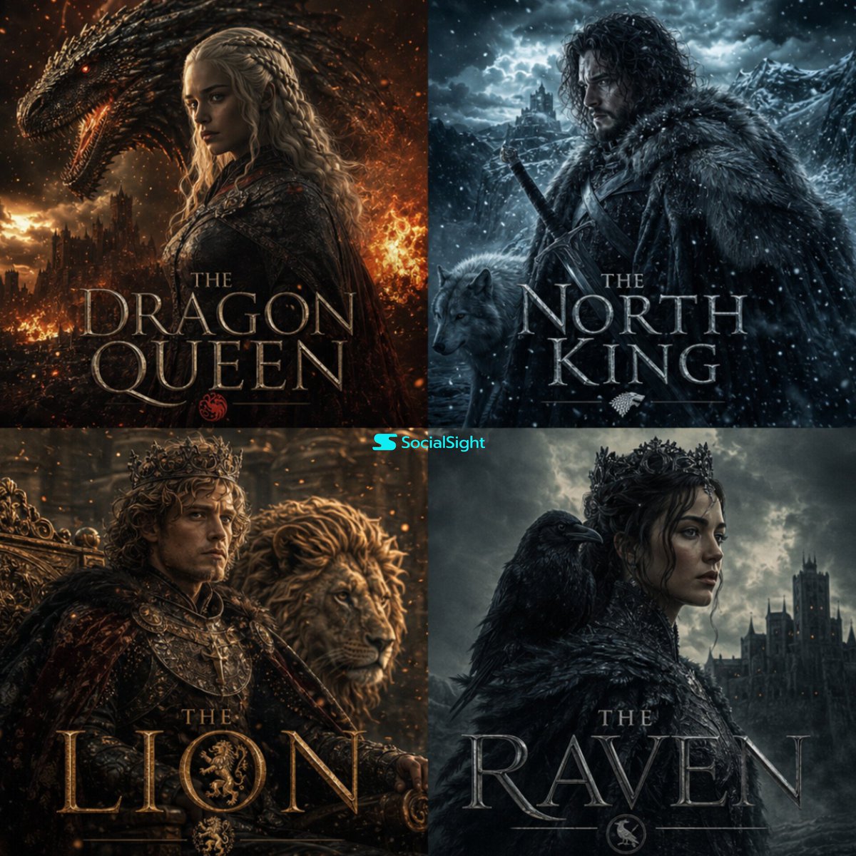 权游风四宫格暗黑奇幻角色海报 / Got Dark Fantasy Grid，角色设计，电影感、海报、角色，案例输出图 1