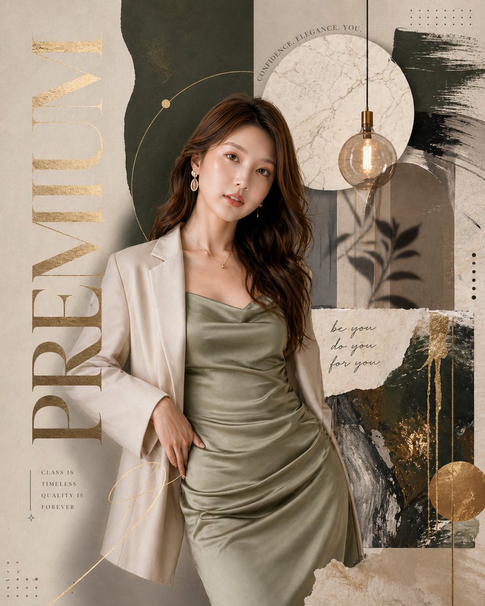 奢华时尚杂志拼贴海报 / Luxury Fashion Magazine Collage Poster，人像与摄影，人像、电影感、时尚，案例输出图 1