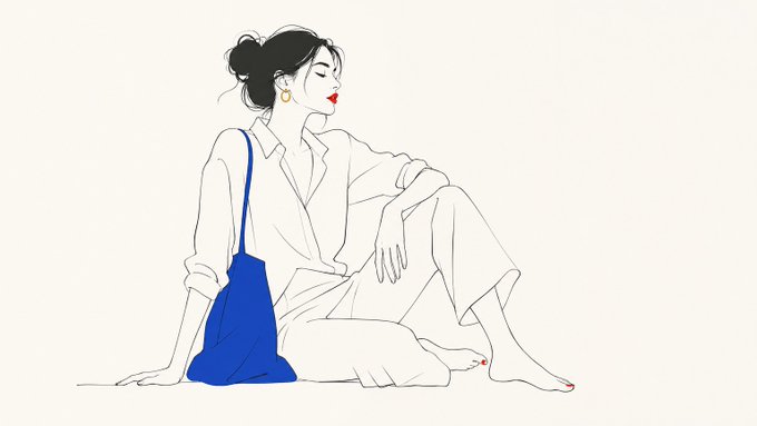极简线条与局部亮色插画 / Minimal Line Art Color，海报与插画，时尚、海报、插画，案例输出图 2