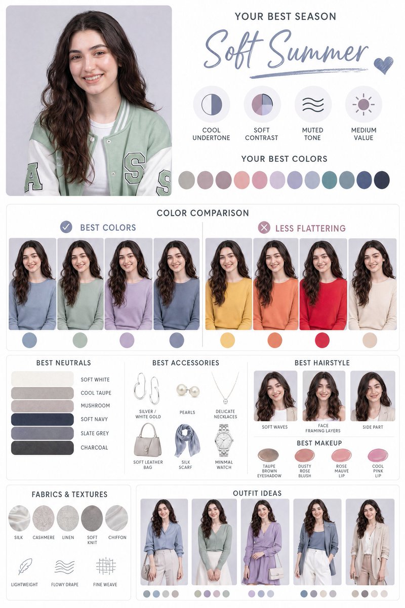 肖像专属穿搭色彩解析图 / Portrait Color Matching Guide，模型对比与社区，人像、对比实验、模型对比与社区，案例输出图 1