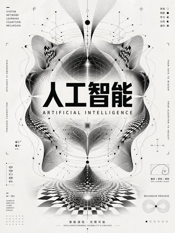 黑白光学抽象概念海报设计 / Monochrome Optical Poster，模型对比与社区，海报、插画、角色，案例输出图 2