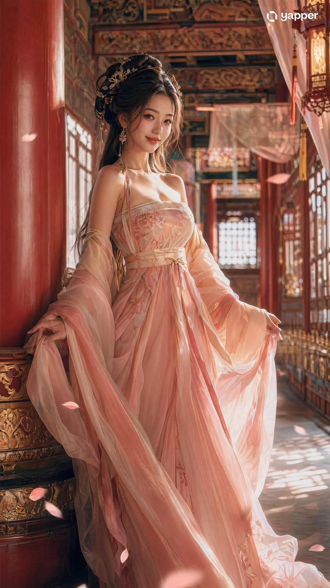 绝美唐风汉服宫廷大片 / Tang Hanfu Palace Editorial，角色设计，35mm、电影感、时尚，案例输出图 1