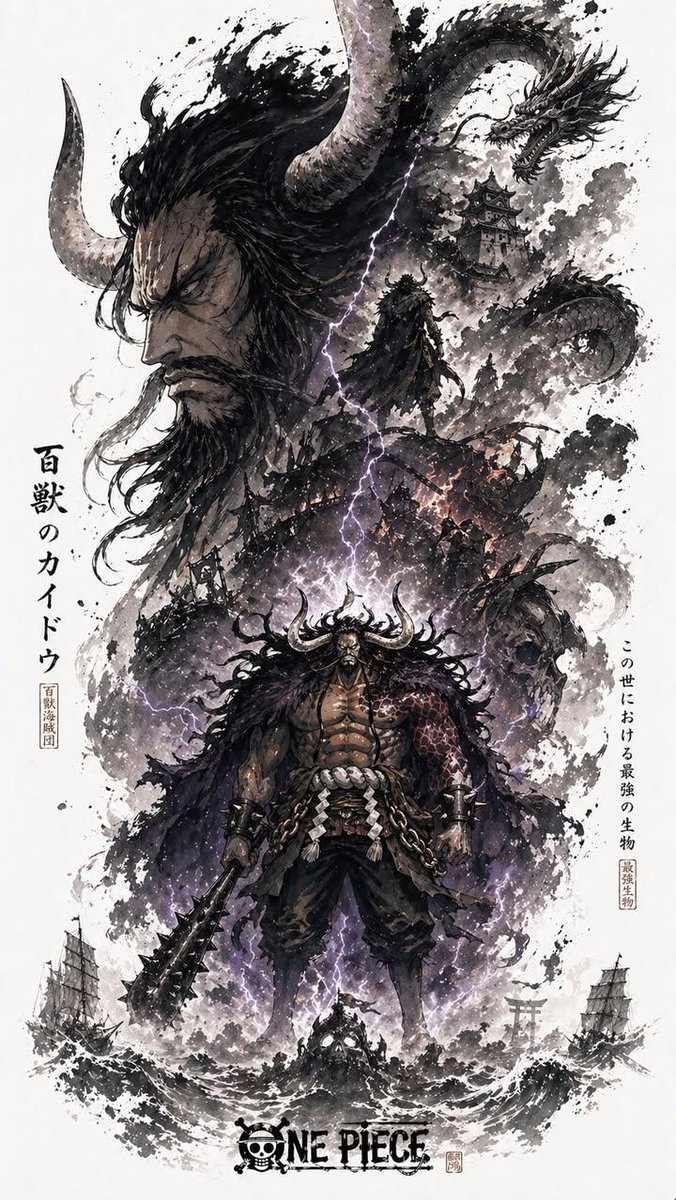 凯多水墨双重曝光海报 / Kaido Ink Double Exposure Poster，角色设计，海报、角色、竖版，案例输出图 1