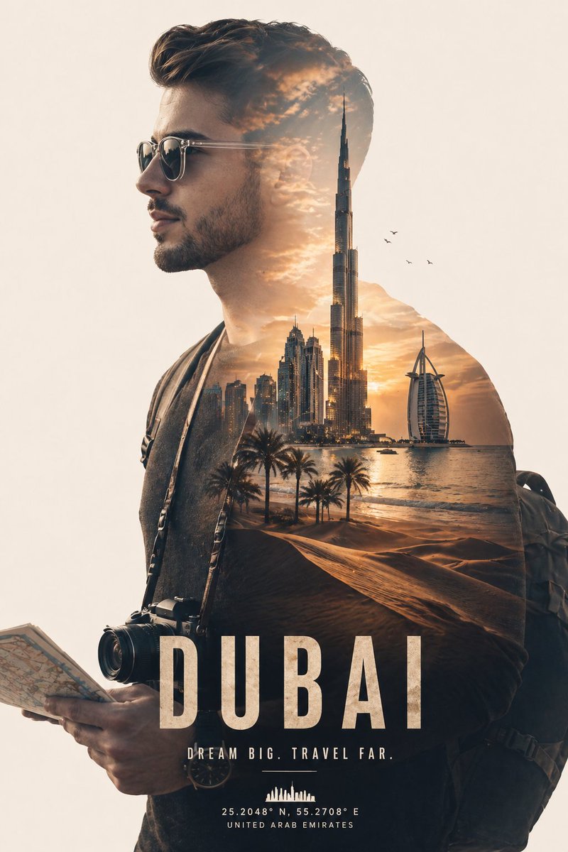 电影感男士旅行肖像海报 / Cinematic Male Travel Poster，人像与摄影，人像、电影感、海报，案例输出图 1