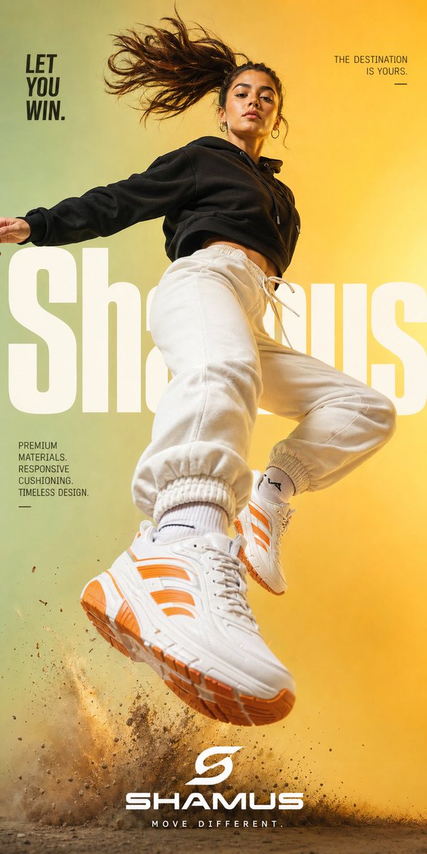 飞跃半空的潮鞋广告海报 / Flying Sneaker Ad Poster，人像与摄影，人像、电影感、时尚，案例输出图 1