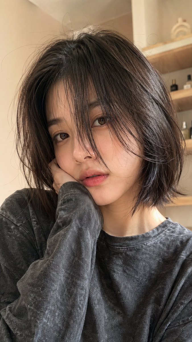 超写实随性短发少女特写 / Hyper Realistic Casual Short Hair Girl，人像与摄影，人像、人像与摄影，案例输出图 1