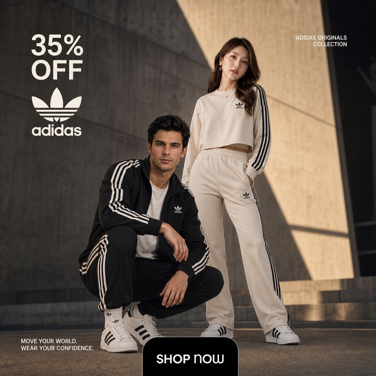 阿迪达斯高端时尚广告大片 / Adidas Premium Fashion Ad，人像与摄影，人像、电影感、时尚，案例输出图 1