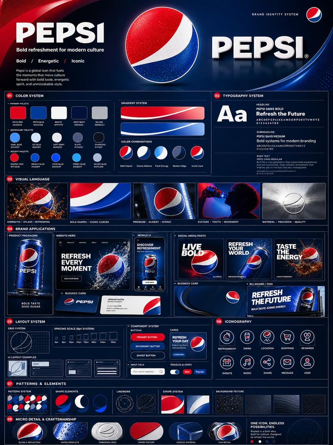 设计专业丰富品牌识别系统 / Design Professional Brand Identity System，UI 与社交媒体截图，电影感、时尚、海报，案例输出图 1