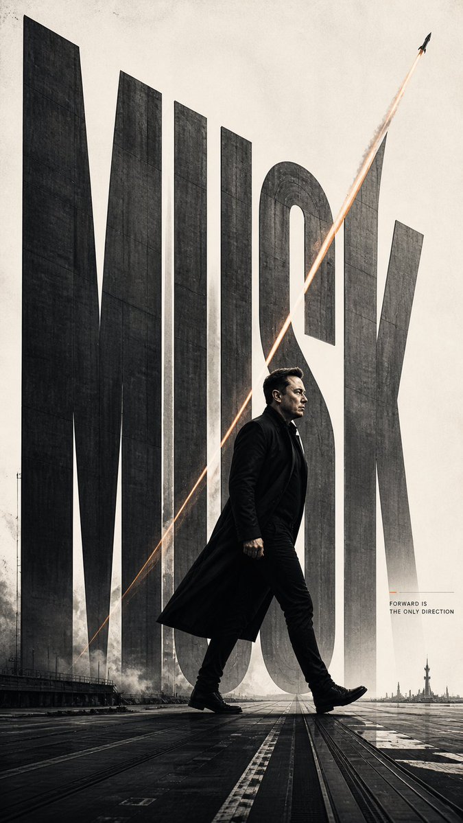 极简工业风马斯克海报设计 / Elon Musk Poster Design，人像与摄影，霓虹、人像、海报，案例输出图 1