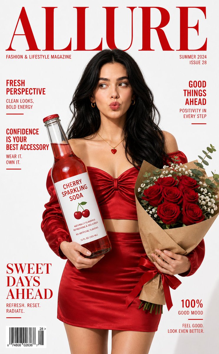美国年轻女性时尚杂志封面 / Young American Woman Fashion Cover，人像与摄影，人像、时尚、极简，案例输出图 1