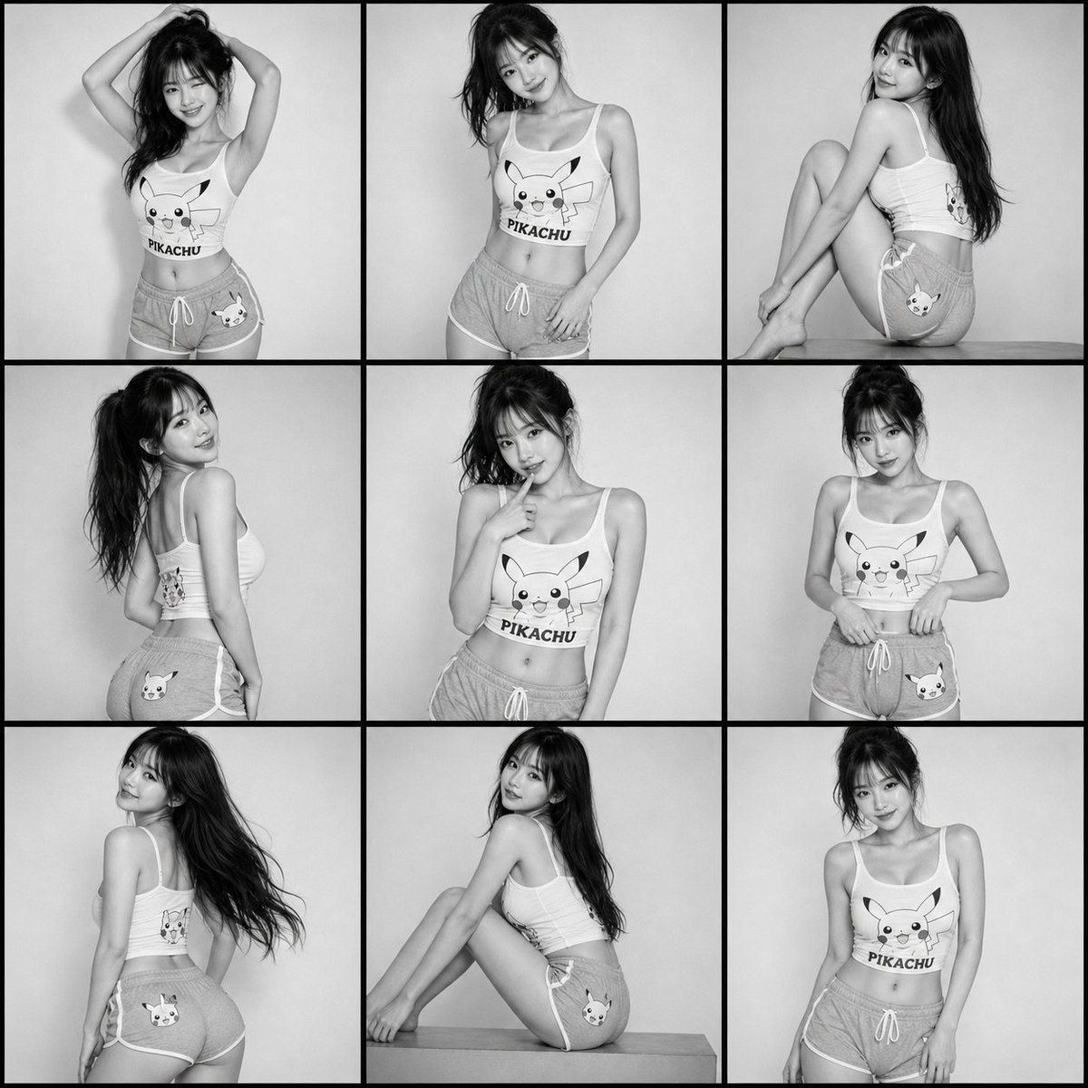 日系萌妹皮卡丘风时尚板 / Japanese Cute Girl Pikachu Fashion Storyboard,角色设计,35mm、时尚、插画,案例输出图 1