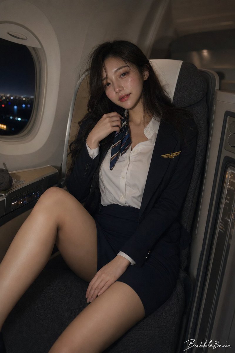 夜航日籍空姐温婉写照 / Portrait Of Japanese Flight Attendant At Night,人像与摄影,35mm、人像、电影感,案例输出图 1