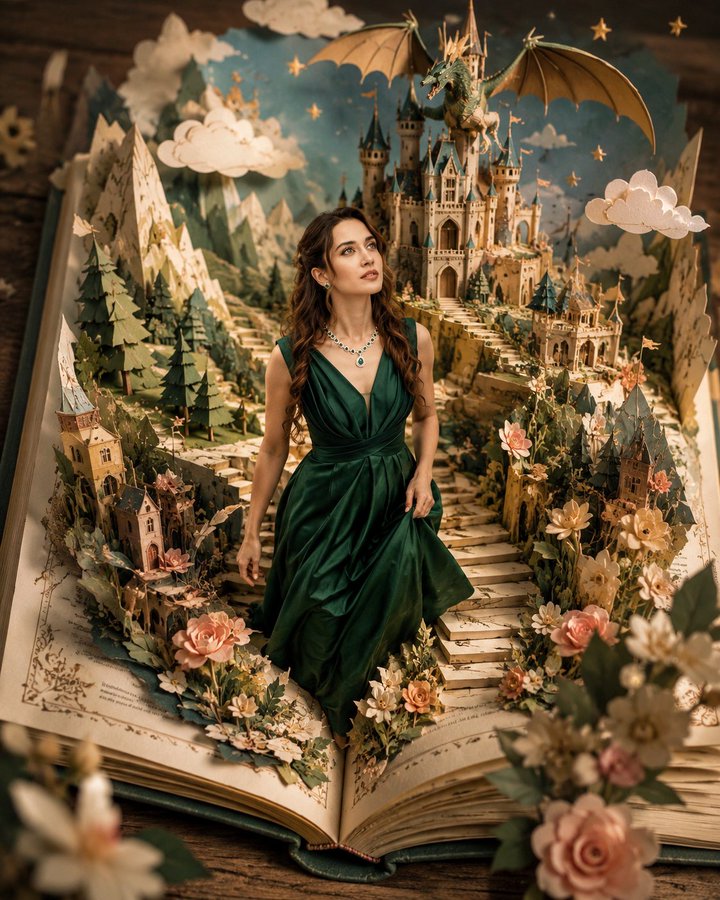 童话立体书奇幻主角照 / Fairytale Popup Book Fantasy Protagonist Photo，角色设计，电影感、插画、角色，案例输出图 1