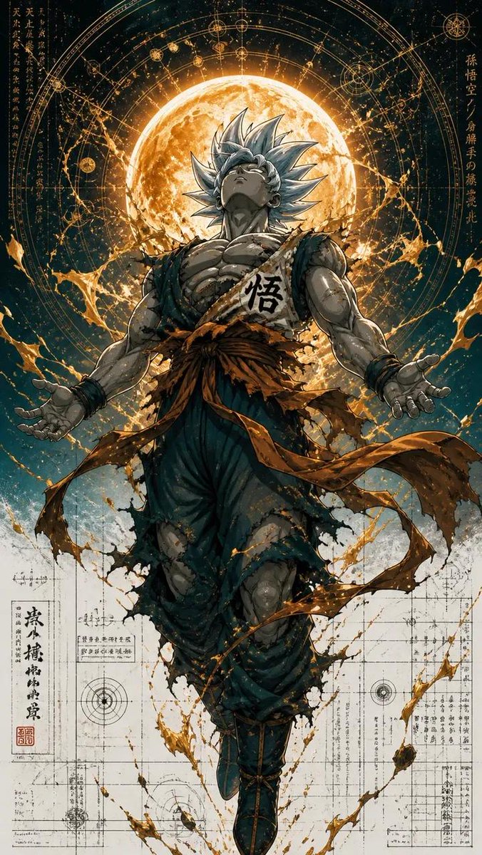 超细节悟饭野兽风战士插画 / Ultra Detailed Gohan Beast Style Warrior Illustration，UI 与社交媒体截图，电影感、海报、插画，案例输出图 1