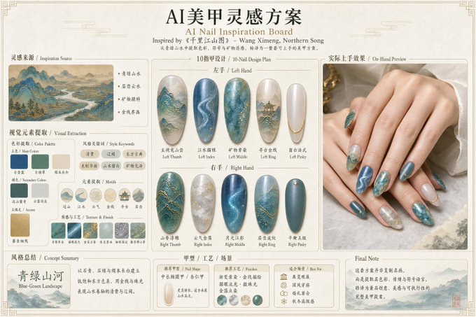 AI美甲灵感方案 / Ai Powered Nail Art Inspiration Solutions，海报与插画，电影感、时尚、海报，案例输出图 1