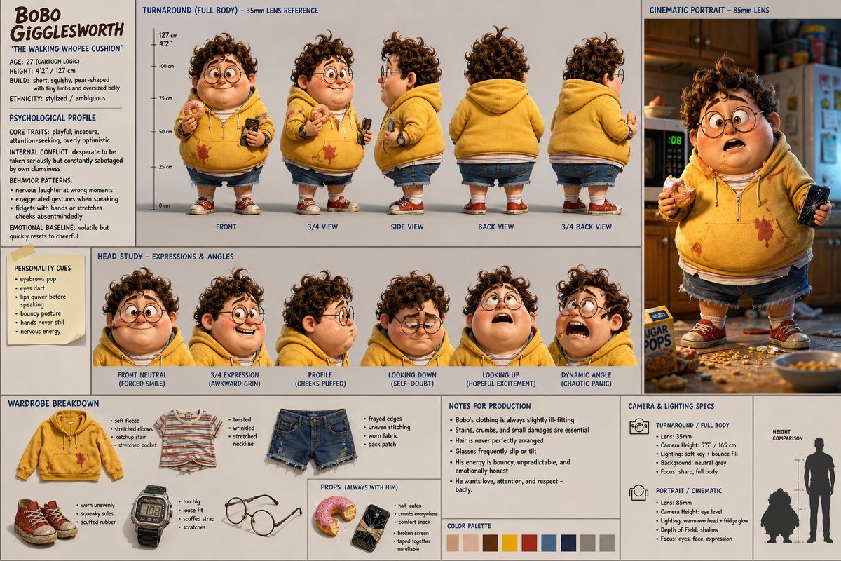 电影级角色设计展示板 / Cinematic Character Design Presentation Board，模型对比与社区，35mm、人像、电影感，案例输出图 1