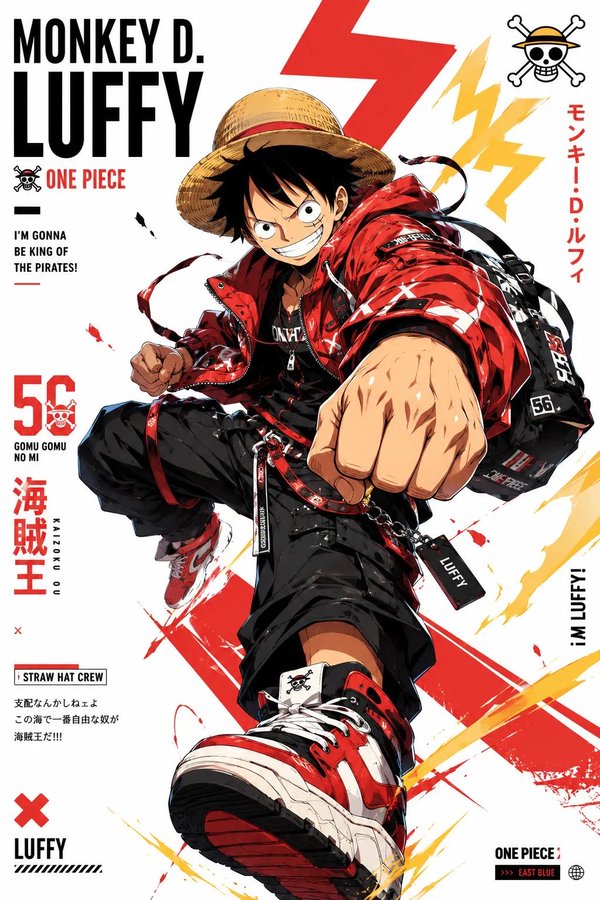 多风格融合角色竖版插画 / Anime Streetwear Graphic Character Vertical Illustration，角色设计，海报、插画、角色，案例输出图 1