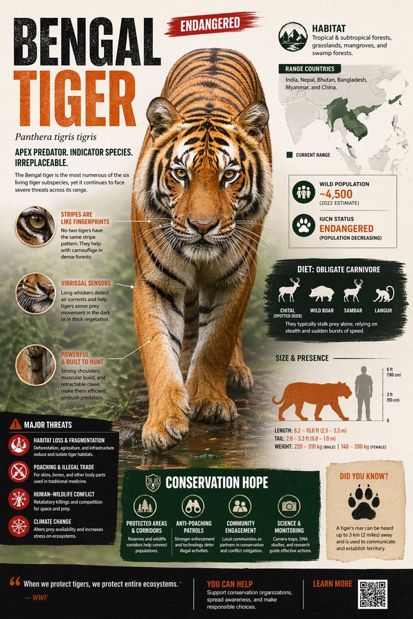 制作濒危动物信息图指南 / Make Guide For Endangered Animal Infographic，人像与摄影，人像、插画、信息图，案例输出图 1