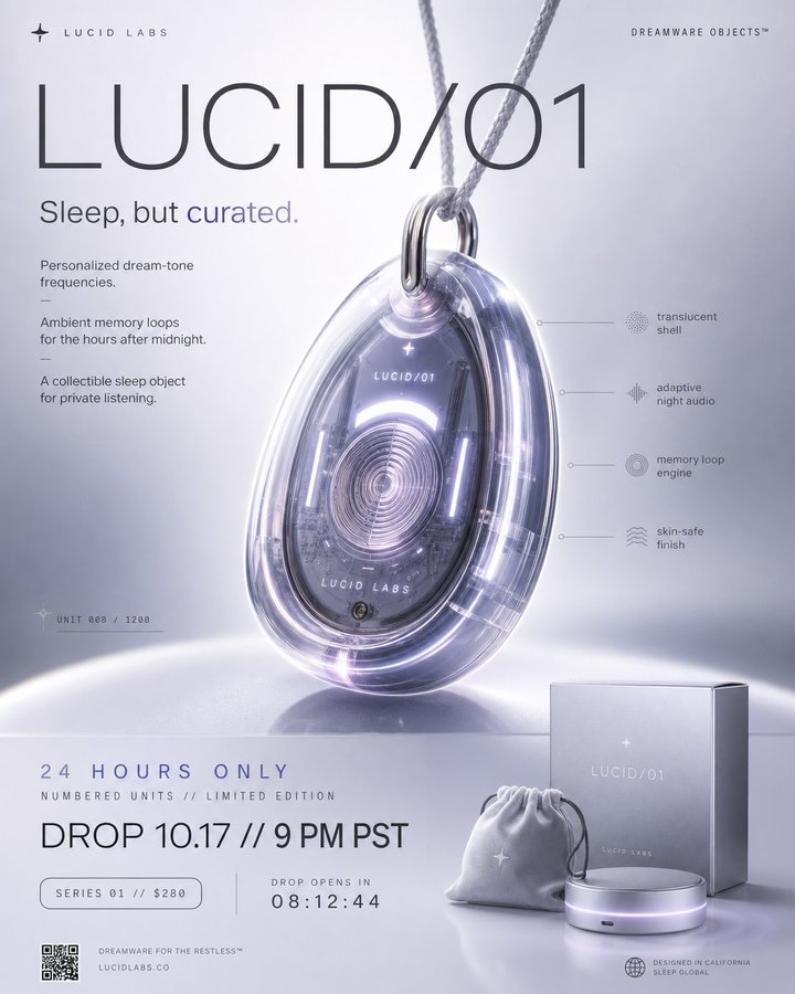 高端产品发售海报 / Premium Scarce Launch Poster，UI 与社交媒体截图，时尚、海报、UI，案例输出图 1