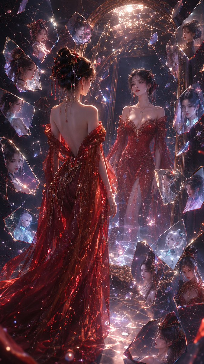 9:16 竖版东方幻梦美女图 / Vertical Oriental Dreamy Beauty Illustration，海报与插画，电影感、海报、插画，案例输出图 1