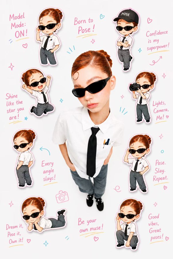 高分辨率 Q 版克隆贴纸日记照 / High Resolution Q Version Clone Sticker Diary Photo，角色设计，插画、角色、角色设计，案例输出图 1