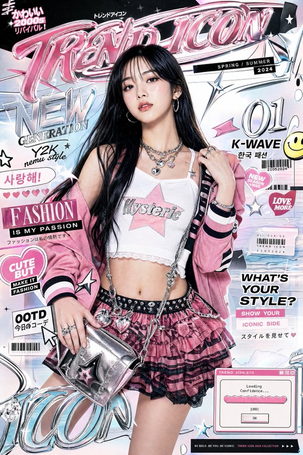 亚洲女性的奢华时尚海报 / Luxury Fashion Poster Of Asian Woman，UI 与社交媒体截图，电影感、时尚、海报，案例输出图 1