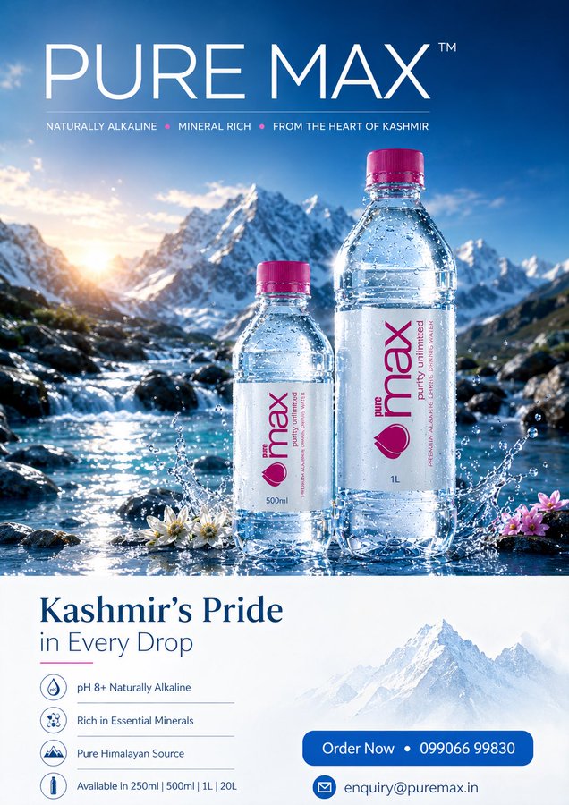 克什米尔纯马克斯水海报 / Poster Of Pure Max Water From Kashmir，人像与摄影，人像、电影感、时尚，案例输出图 1