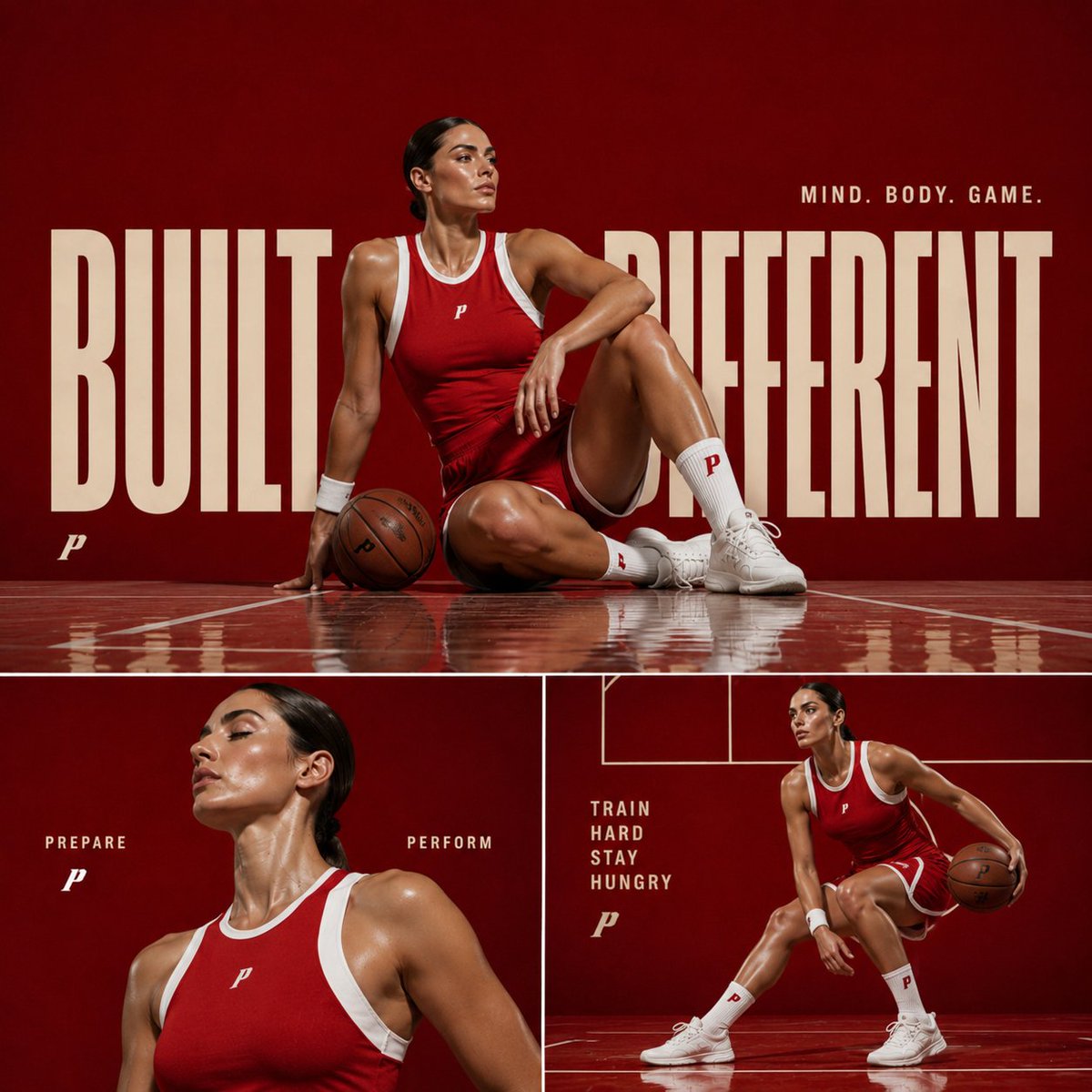 女篮健将高端运动风海报 / Ultra Premium Sports Poster Of Female Basketball Player，人像与摄影，人像、电影感、时尚，案例输出图 1