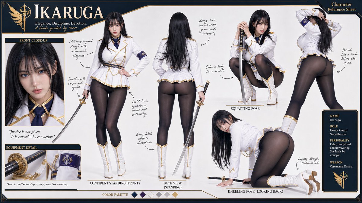 角色 Ikaruga 多角度参考图 / Multi Angle Reference Of Character Ikaruga,角色设计,角色、排版、角色设计,案例输出图 1