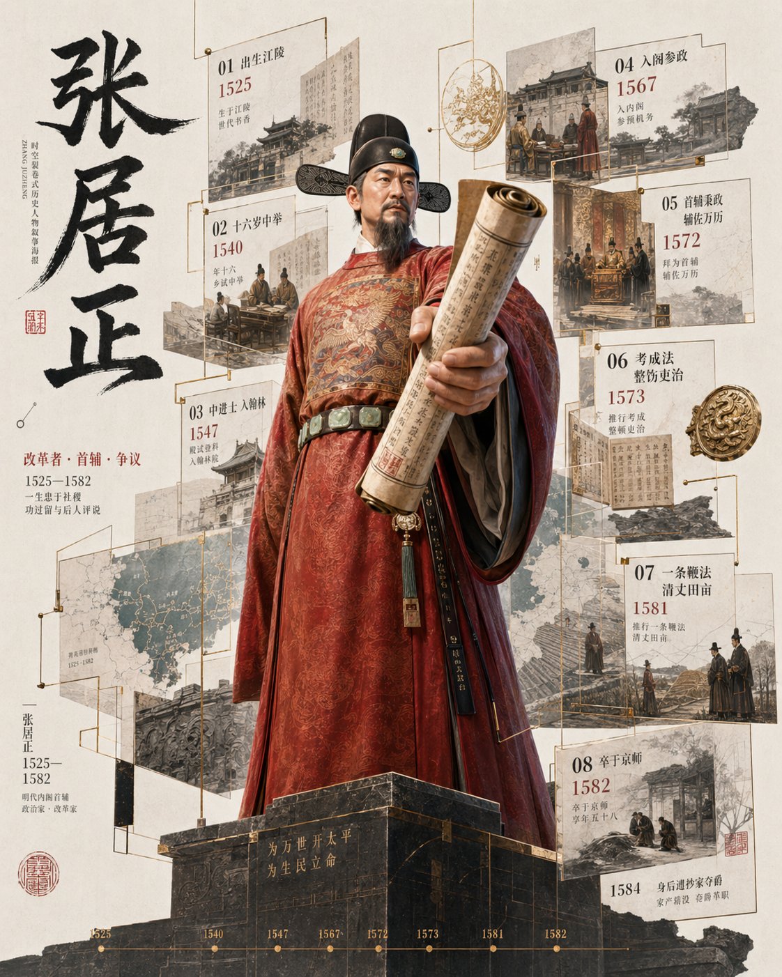 创作高完成度历史人物海报 / Create High Completion Historical Figure Poster，模型对比与社区，海报、城市视觉、排版，案例输出图 2