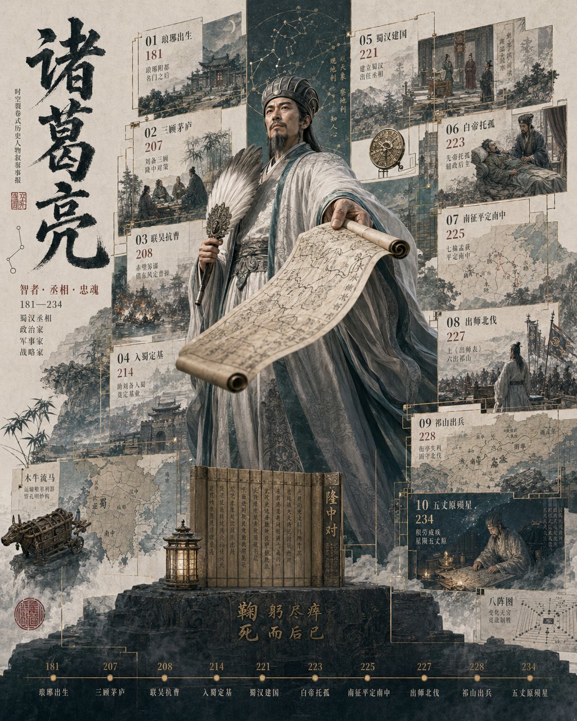 创作高完成度历史人物海报 / Create High Completion Historical Figure Poster，模型对比与社区，海报、城市视觉、排版，案例输出图 1