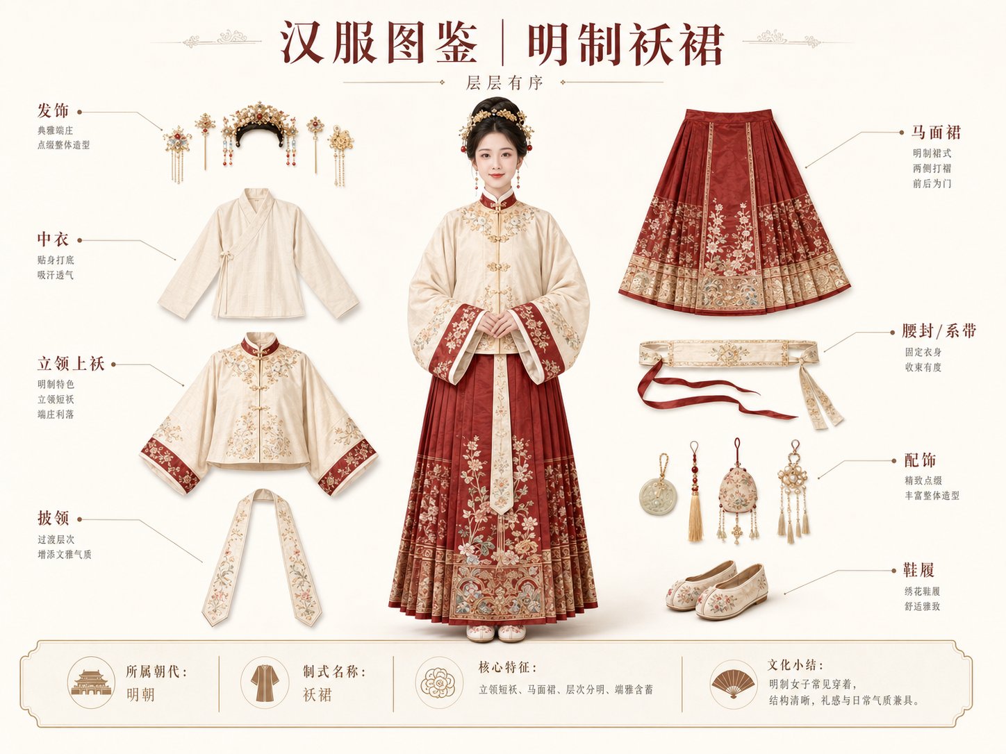 女子汉服图鉴海报 / Hanfu Illustrations Poster Of Women,角色设计,海报、插画、角色,案例输出图 1