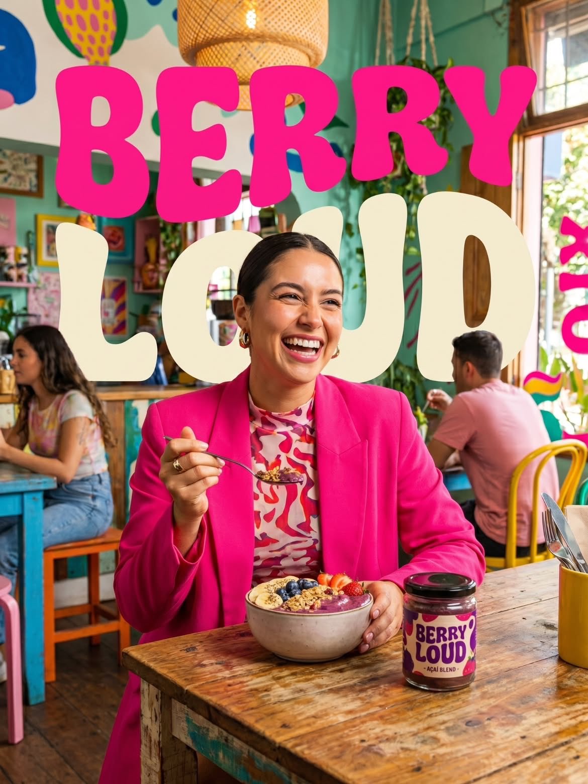 缤纷咖啡馆的活力美食广告 / Colorful Coffee Vibrant Food Ad，人像与摄影，人像、电影感、排版，案例输出图 1