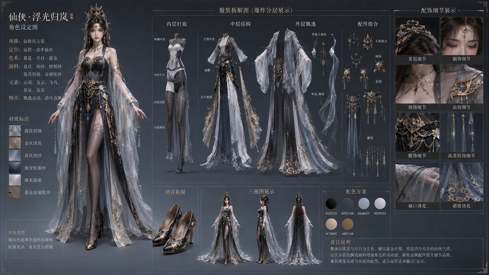 中国古风 3D 女性角色设计图 / Chinese Ancient Style 3d Female Character Design,模型对比与社区,角色、排版、对比实验,案例输出图 1