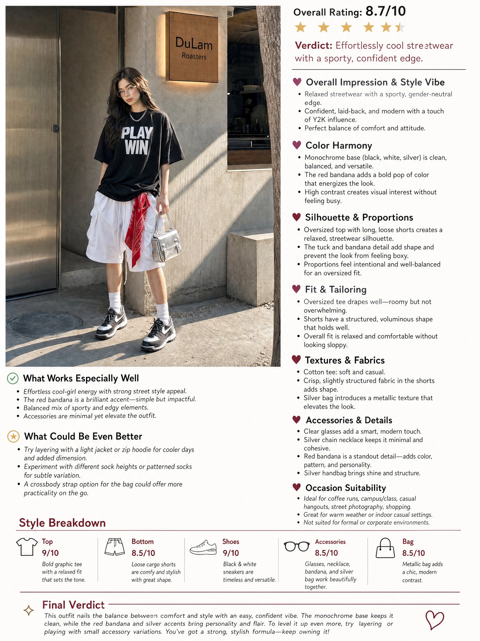 深度时尚穿搭分析：专业造型师视角 / Detailed Fashion Outfit Analysis Stylist Guide，UI 与社交媒体截图，时尚、UI、截图，案例输出图 1