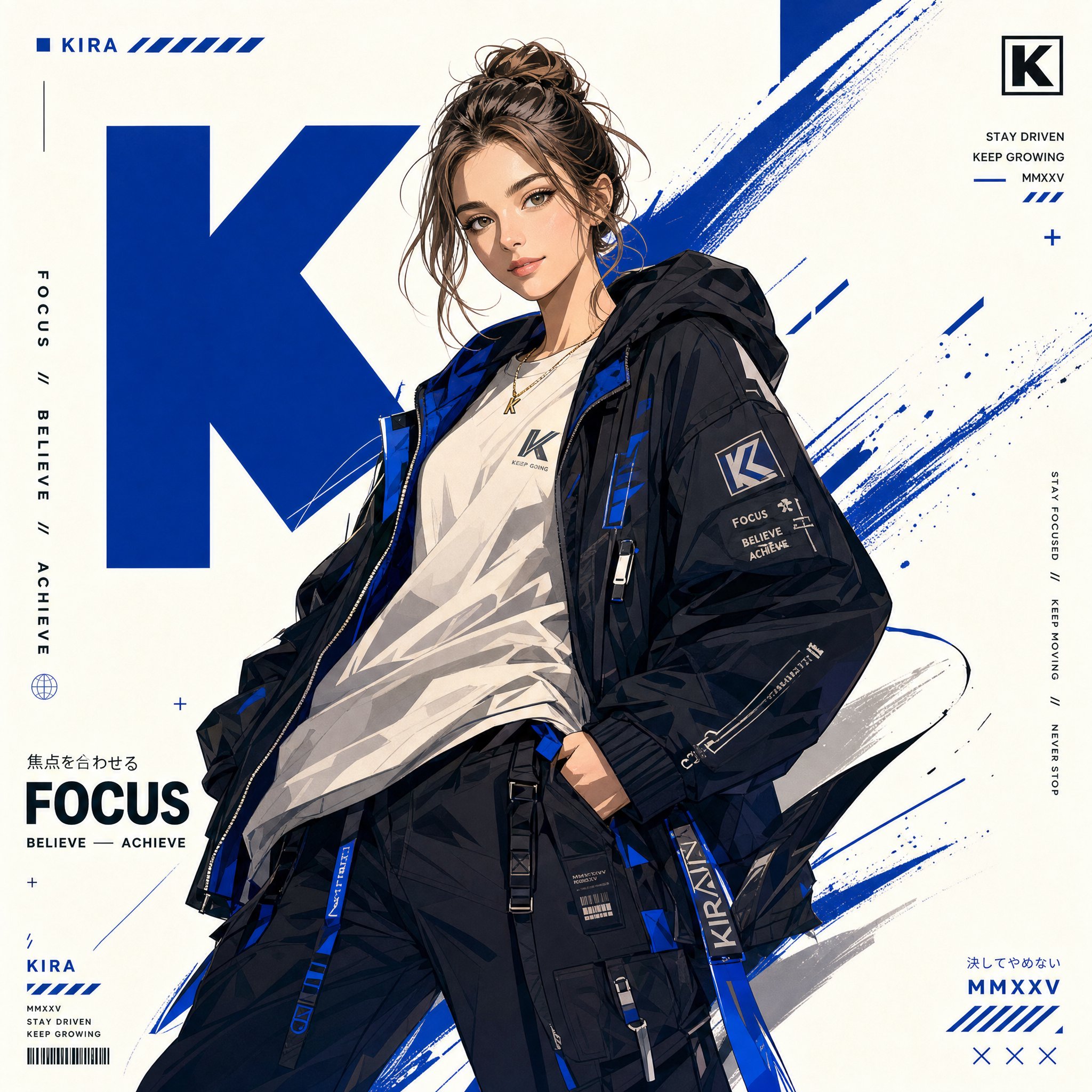 现代潮流街头风动漫海报 / Modern Streetwear Anime Poster Style,角色设计,海报、角色、二次元,案例输出图 1