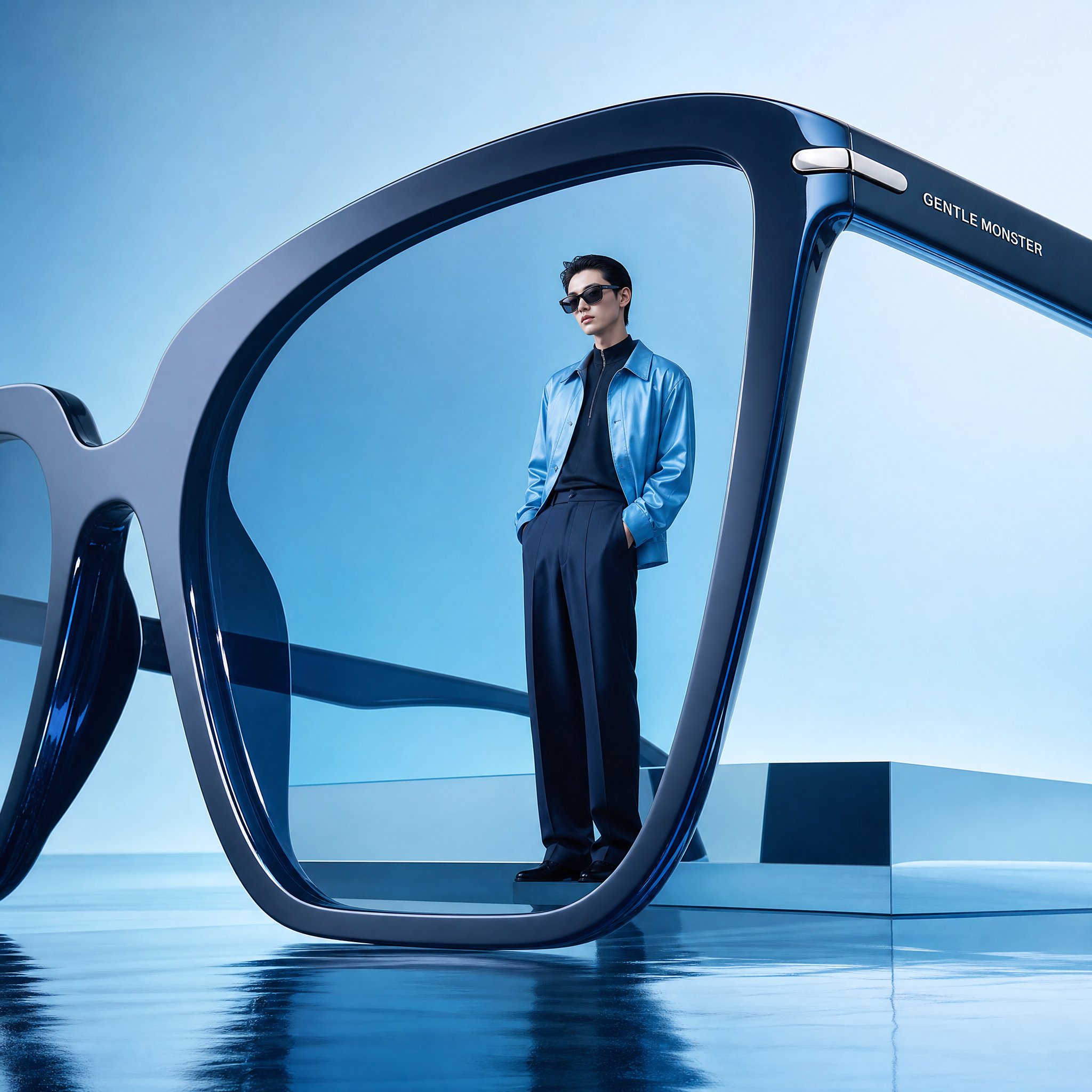 超现实未来感眼镜时尚广告大片 / Editorial Eyewear Advertisement Surreal Futuristic Shades，人像与摄影，人像、电影感、时尚，案例输出图 1