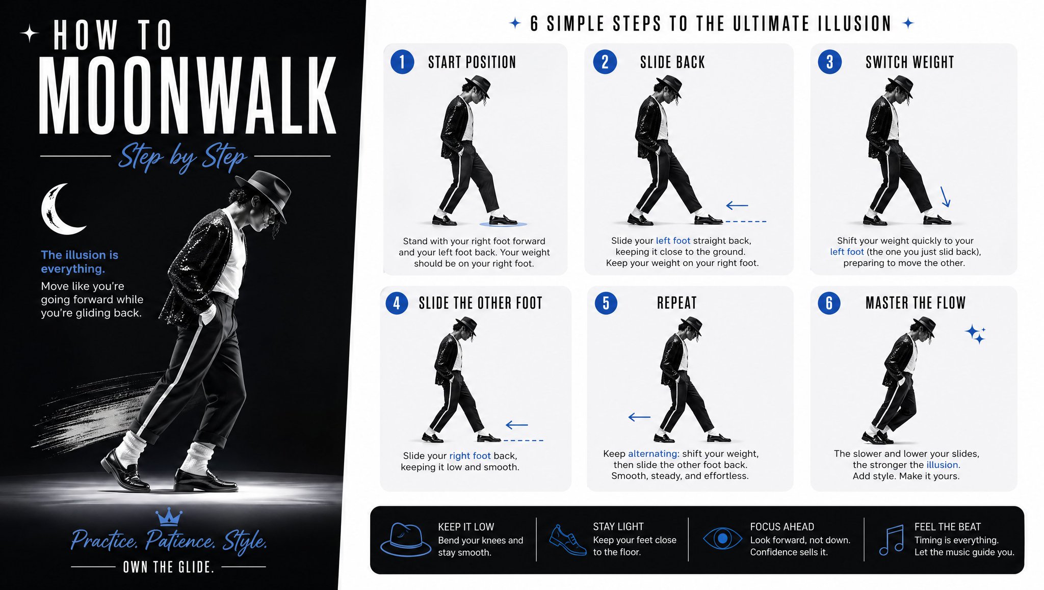 太空步教学海报设计 / Moonwalk Tutorial Poster Design，海报与插画，海报、插画、海报与插画，案例输出图 1